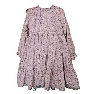 Perrimitz Lavender Petit Fleur Tiered Tulle Dress Long Sleeve Easter Church 4/5T